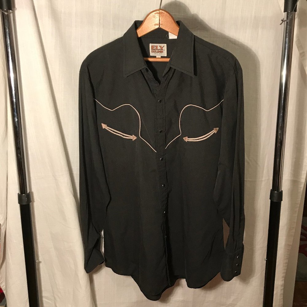 Vintage Ely Cattleman Western Shirt Black White